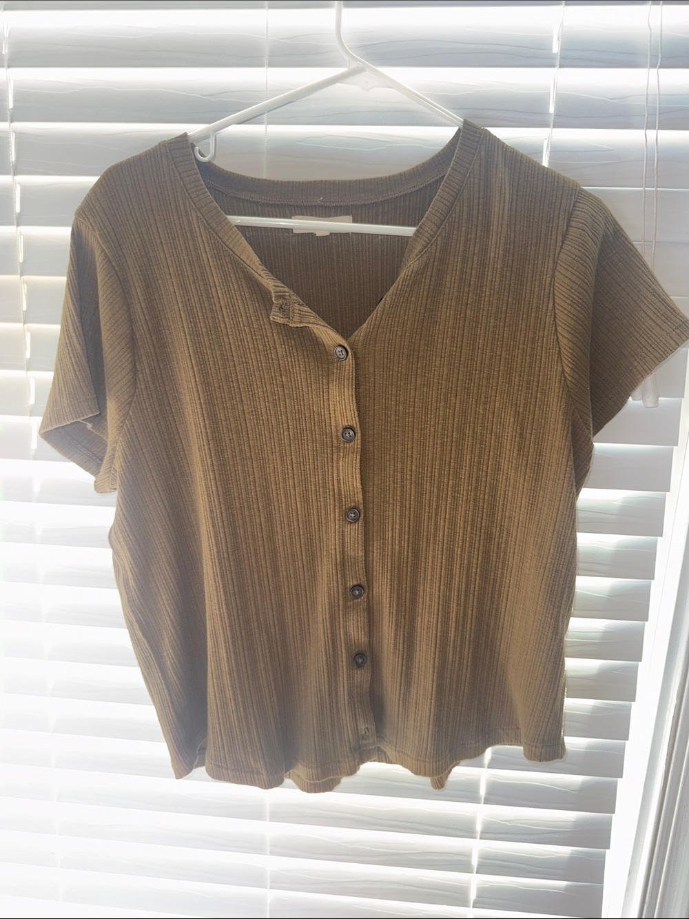 Women's XL Madewell Olive Green Button-Front Top